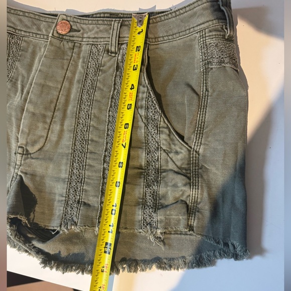Free People Green Great Expectations Button Fly Cut Off Jean Shorts Women's - Picture 16 of 16